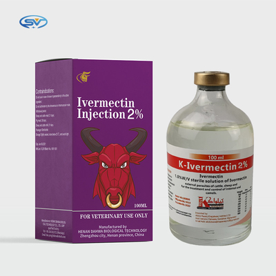 Injection vétérinaire d'ivermectine 1% de drogues injectables pour les maladies parasitaires de bétail et de porcs 50ml 100ml