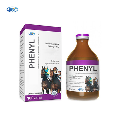Médicaments injectables vétérinaires Phenylbutazone 20% Solution injectable pour chevaux, 100 ml
