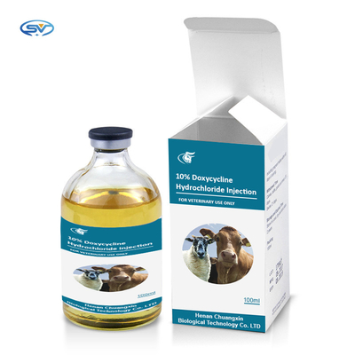 Drogues vétérinaires injectables Alimentation directe en usine Injection de chlorhydrate de doxycycline 10 % à usage vétérinaire
